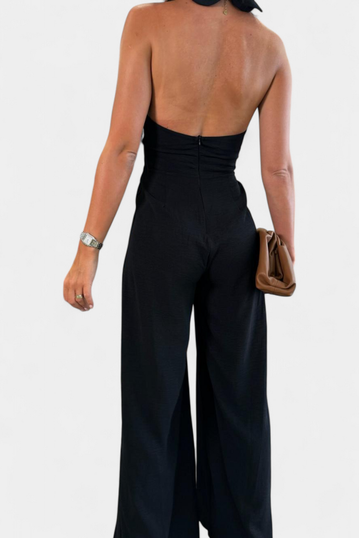 Jessica Mono Halter Cruzado sin Espalda y Pierna Ancha