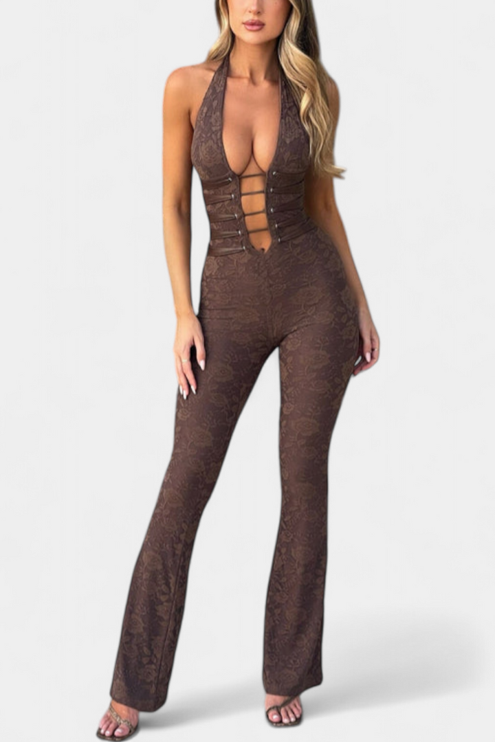 Kendra Mono Halter de Encaje con Espalda Ajustable